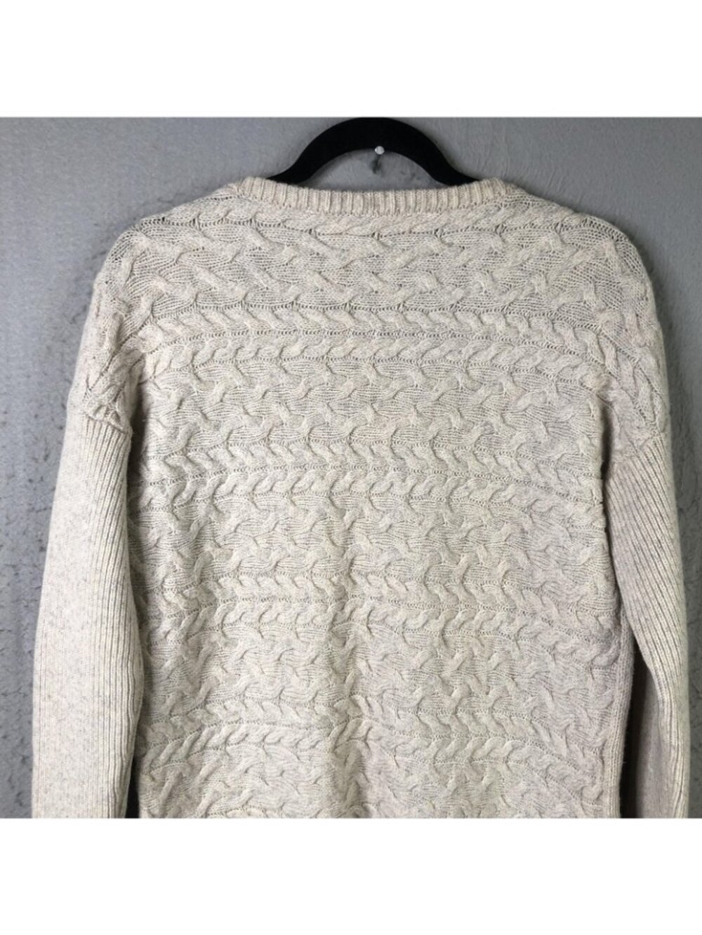Athleta Sweater Women M Beige Cashmere Cable Knit Quiet Luxury Fisherman Neutral - Picture 15 of 16